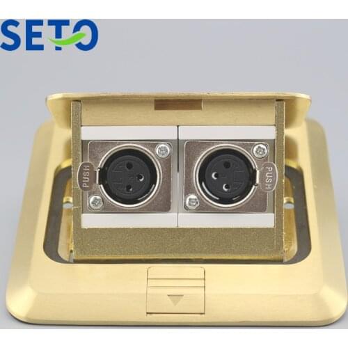 SeTo Pop-up Type Floor Socket Double Black XLR Female Multi-Media Socket Wall Plate Keystone Floor Receptacle