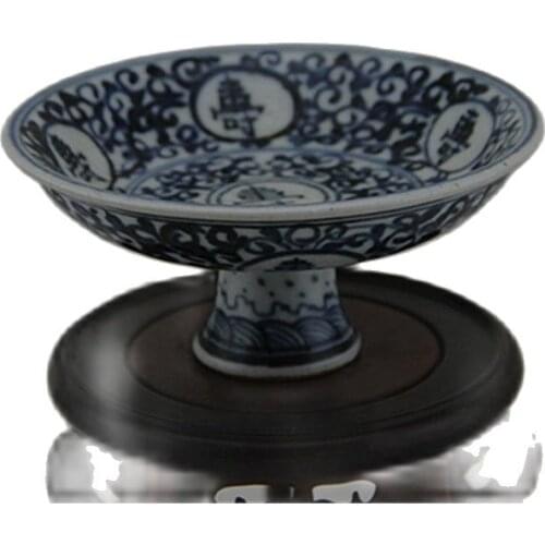Blue and white hand painting shou word grain gao fu bowl melon and fruit plate do old imitation Ming dynasty ancient porcelain c