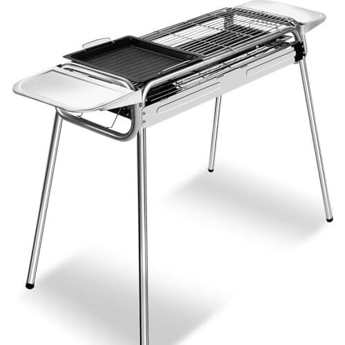 Large Outdoor Home Stainless Steel Barbecue Grill Fold Can Lift Charcoal Oven Whole Set Outdoor Trip Camping Stable Healthy BBQ