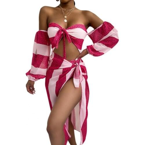 2Pcs/Set Polka Dot Print Long Sleeve Push Up Navel Exposed Padded One-piece Bikini Swimsuit Cover Up Swimwear for Swimming