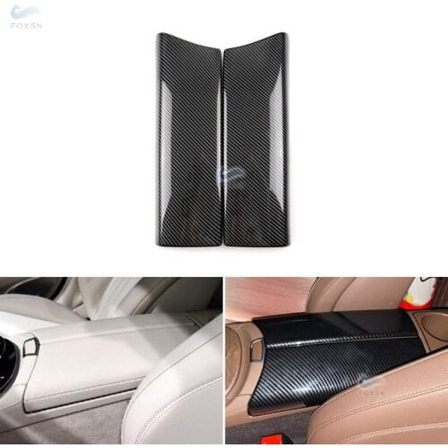 Car Styling ABS Carbon Texture Center Console Armrest Box Protection Cover For Mercedes Benz E Class W213 E260 E300 2016-2021