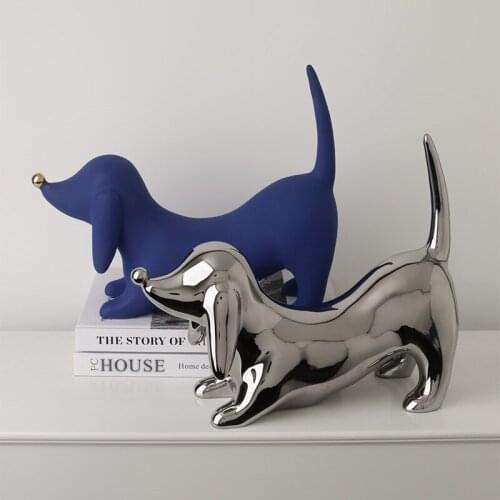 Light luxury creative doberman decoration ceramic electroplating home art decoration desktop porch TV cabinet soft decoration