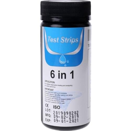100strips Water Test Paper 6in1 pH alkalinity Nitrite Chlorine Hardness Analyzer