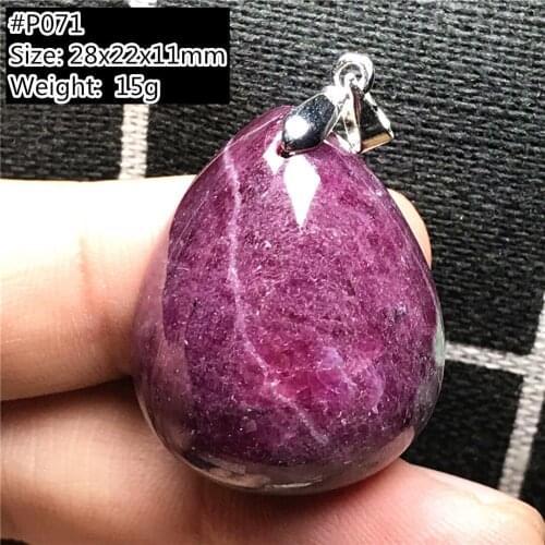 Top Natural Ruby Zoisite Tumbled Crystal Pendant Jewelry For Women Men Healing Luck 28x22x11mm Beads Stone Silver Gemstone AAAAA