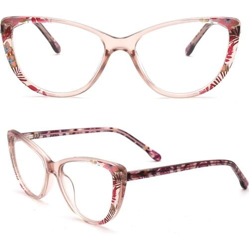 Women Cat Eye Glasses Frame Optical Eyeglass Frames for Women Tortoise Fashion Eyewear Transparent Pink Prescription Spectacles