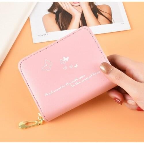 Wallet Female Short 2020 New Cute Anti-theft Zipper Printed Coin Purse for Female Students Small Wallet Card Package