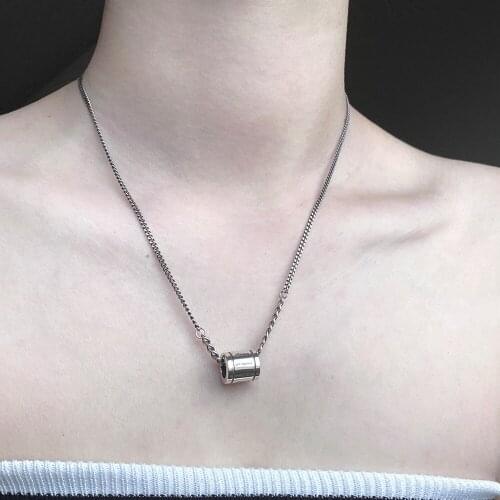 S925 Sterling Silver Lock Necklace Retro Asymmetric Splicing Chain Long Chain Female Simple NiChe Net Red Necklace