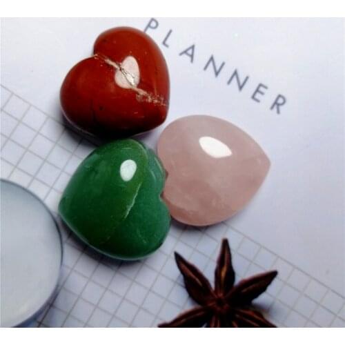 1pc 30MM Natural Aventurine rose quartz red jasper Crystal Stone Carved Heart For Decoration