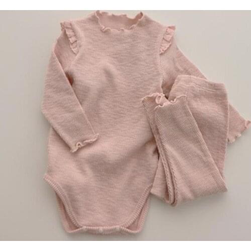 2021 Ins Baby Girl Clothing Sets Autumn Boys Home Cotton Pajamas 2pcs Jumpsuit+pant Long Sleeve Suit 0-24m Twins Newborn Outfits