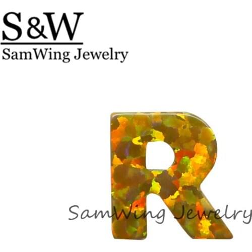 50PCS/ lot 10mm Wholesale Letter R Opal Synthetic Opal for DIY Jewelry Necklace Lab created opal beads for fashion