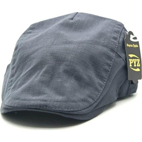 Accessory City Summery Buckled Men Linen Peaked Cap Hat