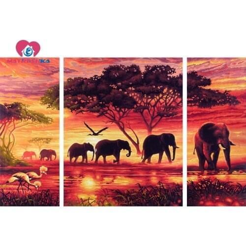 Diamond mosaic landscape Africa diy 5d diamond painting Diamond embroidery triptych mosaic pattern diamonds handicrafts drills