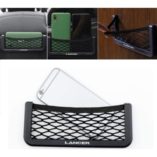 Car Storage Net Bag Phone Holder Pocket Organizer for Mitsubishi Lancer accessories car styling