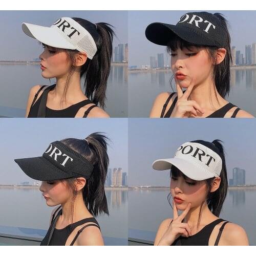 2020 Hat Female Korean Version Fashion Summer Sun Hat Leisure Sunshade Sunblock Hollow Cap No Top Letter Baseball Cap For Women