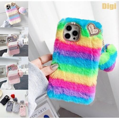 For Oppo Reno 4 5 Lite 4Z 4F 5F 6 Pro Plus 3 2 Z 2Z 2F Fluffy Plush Case Cover Oppo Reno 4 SE Shell Capa