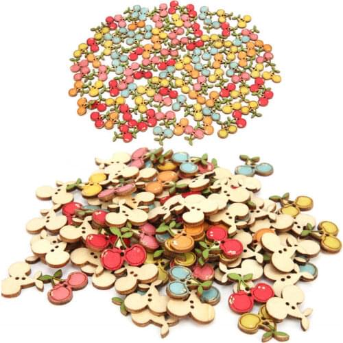Decorative Wooden Buttons Colored Wooden Buttons Mixed Logs Cherry Buttons for Sewing Children Sweater Crafts