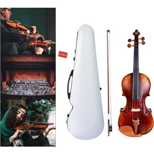 Wooden 4/4 Full Size Violin with Bow Bridge Case Set for Beginner Musical Gift