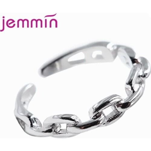 Geometric Antique Chain Open Ring 925 Sterling Silver Adjustable Size Rings For Women Fingers New Trendy Vintage Jewelry Gift