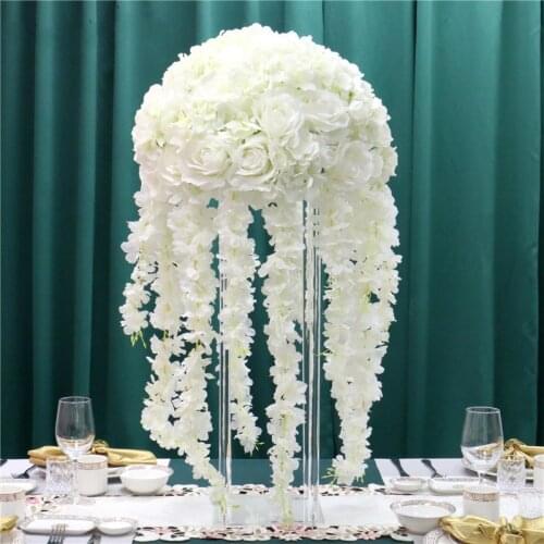 35/45/50CM Artificial Flower Table Centerpiece Wedding Decor Road Lead Bouquet DIY Wisteria Vine Flower Ball Silk Party Event