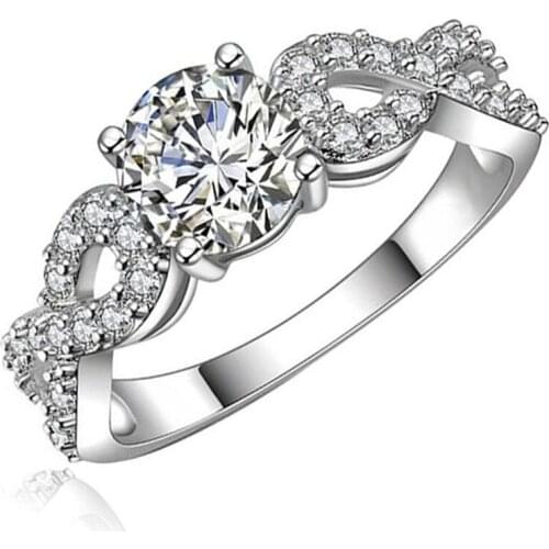 Delicate Interwoven Zircon Engagement Ring Elegant Womens Fashion Romantic Gift