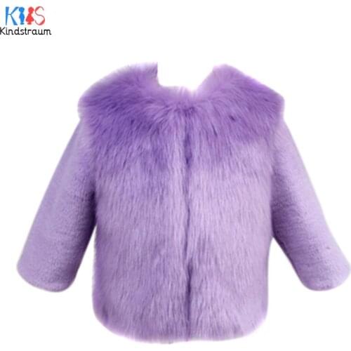 Kindstraum 2017 Girls Imitation Fur Coats High Quality Children Fox Fur Jackets Winter Thick O-Neck Wear for Kids,RC1477