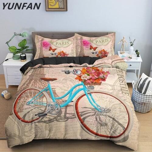 Tower Eiffel Duvet Cover Set Soft Microfiber Bedding Retro Pattern Printed Comforter/Quilt Cover with Zipper Closure Queen King
