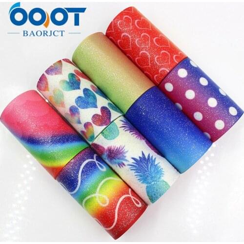 OOOT BAORJCT 1710056 75mm 5yards Flash color Ribbons Thermal transfer Printed grosgrain Wedding Accessories DIY handmade materia