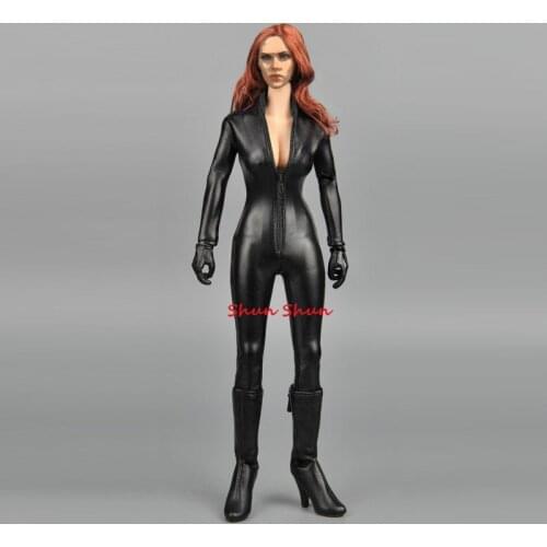 1/6 Scale Women Black Leather Clothes Black Widow Scarlet Clothes Models For 12'' Action Figures Female Body Toys