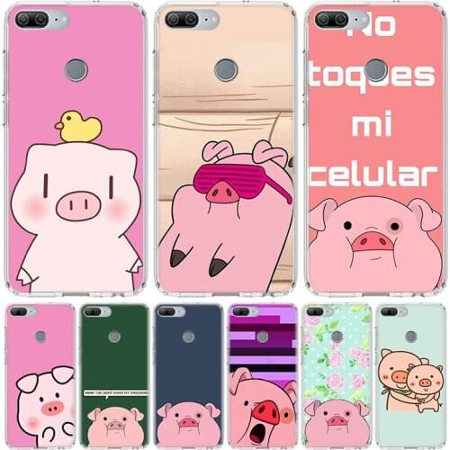 Cute PINK Kawai Pig Phone Case for Huawei Honor 10 9 20 7A 7X 8A 8S 8X 9X Lite Pro Y5 Y6 Y7 Y9S 2019 10i 20i Coque Cover