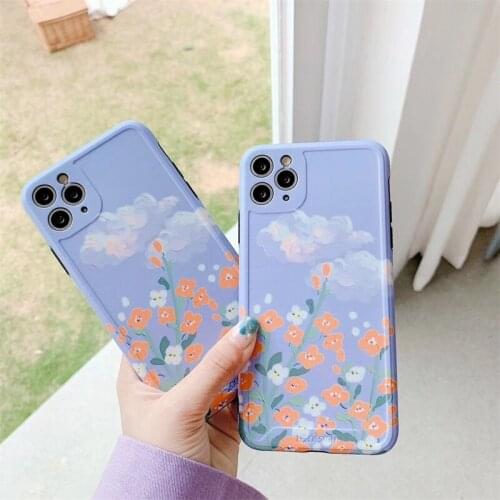 Fashion Retro Oil Painting Flowers Phone Case For iPhone 11 Pro Max Xr Xs Max X 7 8 Plus SE Back Cover Camera Protect Soft Cases