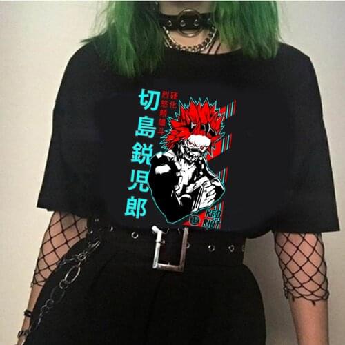 My Hero Academia Japanese Anime T Shirt Men Eijiro Kirishima Funny T-shirt Casual Cool Streetwear Tshirt Couple Top Tee Male