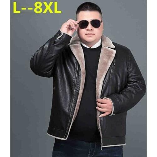 Plus 8XL 6XL 5XL 4XL Men Leather Jacket Winter Coat Sheepskin Coat For Men Stylish Mens Leather Jackets Male Zipper Moto Jacket