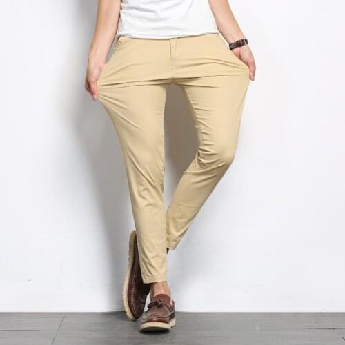 Mens Pants Daily Men Fashions Solid Color Casual Pants Male Straight Slight Elastic Ankle-Length High Quality Formal Trousers