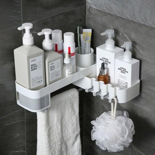 Wall-mounted Bathroom Shelf Organizer Corner Storage Rack With Drawer For Kitchen Bathroom Accessories Plastic Storage Container