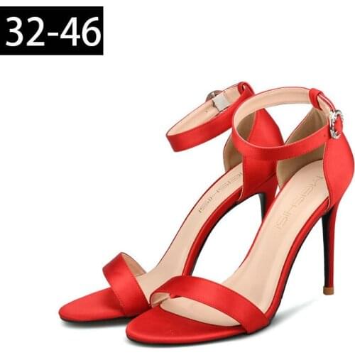 Women Newest Classic Satin 8cm 10cm High Heels Quality Silk Sandals Female Gladiator Summer Shoes Lady Sexy Pumps
