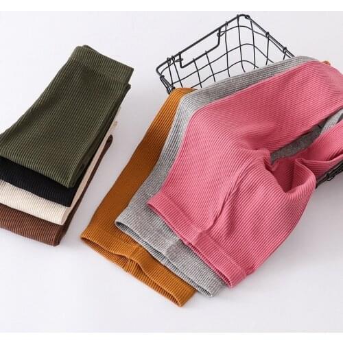 Autumn New Girls Leggings Solid Color Childrens Velvet Lycra Cotton Skinny Stretch Trousers Warm Elastic Waist Kids Pants