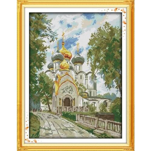 The new convent cross stitch kit 18ct 14ct 11ct count printed canvas stitching embroidery DIY handmade needlework
