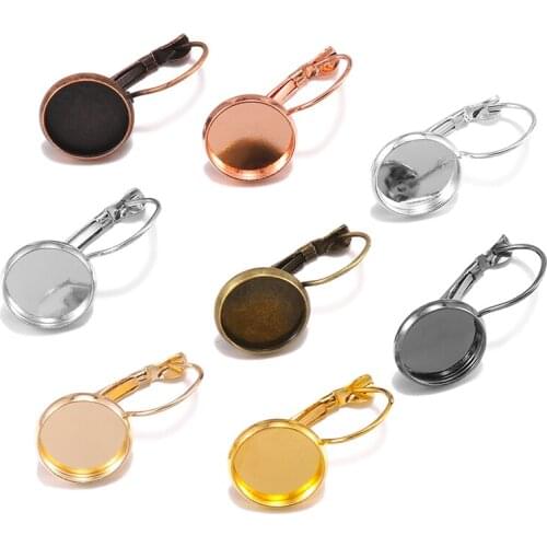 10pcs/lot 8-25 mm French Lever Cabochon Earring Setting Blank Earring Base Cameo Bezel Tray For Jewelry Making Supplie Wholesale