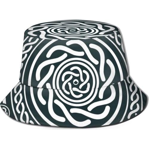CINESSD New Fashion Bucket Hats Fisherman Caps For Women Men Gorras Summer Abstract Black And White Celtic Mandala