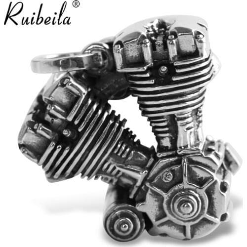 Ruibeila hip hop punk engine pendant European and American 925 silver personality retro mens locomotive engine jewelry