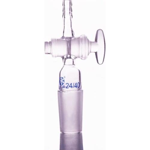 Straight suction connector,Glass valve 24/40,Joint with Glass stopcock standard ground mouth,Flow Control Adapter, 180 Degree