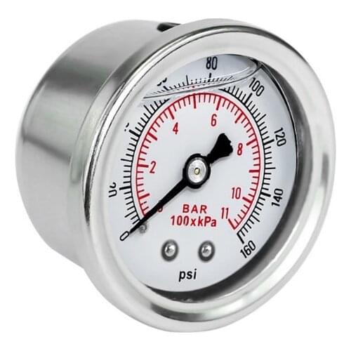 40GF Fuel Pressure Regulator Gauge 0-160 Psi / Bar Liquid Fill Fuel Oil Gauge