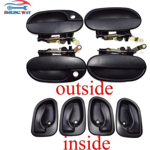 SMILING WAY# Outside or Inside Door Handle Front + Rear Left & Right 4pcs For Hyundai Accent 1995 1996 1997 1998 1999 1.5L