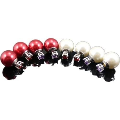 Hot Sale Beautiful Purple /Red Crystal Simulated-pearl Stud Earrings Free Shipping