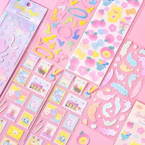 Streamer Series Sticker Cute Bear Hand Account DIY Album Manual Sticker Photo Stationery Decoration DIY Scrapbook Scrapbook A3V7