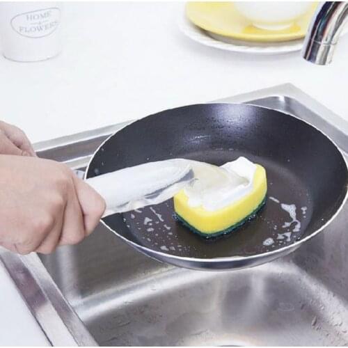 Dish Washing Brushes Tool Soap Dispenser Handle Refillable Bowls Pans Cups Cleaning Sponge Brush for Kitchen Clean Tools SN328