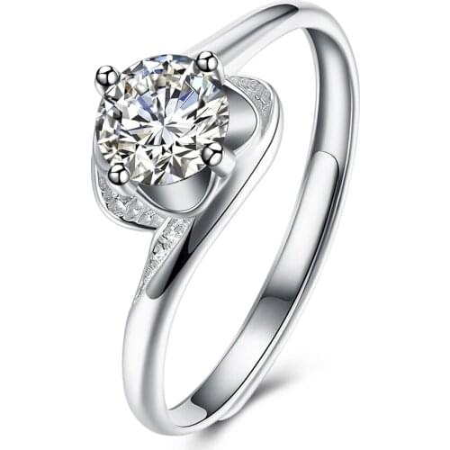 SILVERHOO Sterling 925 Silver Opening Adjustable Rings Women Romantic 5A Cubic Zircon Engagement Ring Fine Jewelry New Arrival
