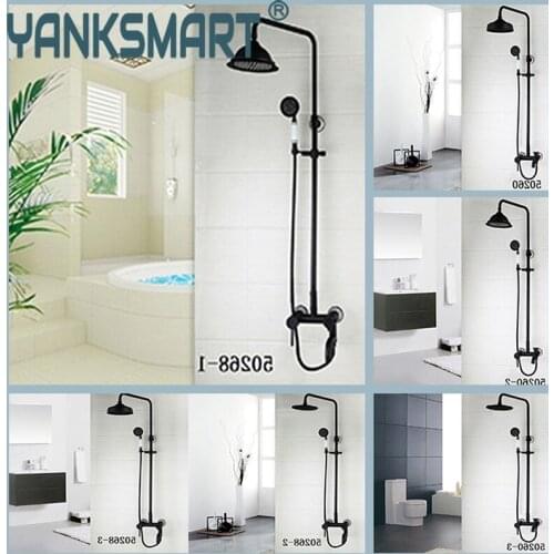 Bathroom Shower Faucet Classic ORB Plating Bathroom Shower Faucet Set Wall Mounted Rainfall Bathtub Faucet Mixer Faucet Tap