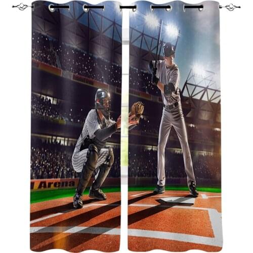 Sports Decoration Baseball Pitch Athlete Window Treatments Curtains Valance Window Curtains Dark Living Room Kitchen Indoor