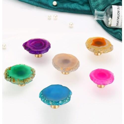 Stylish Door Handles And Knobs For Kitchen Cabinet Mediterranean Stone Agate Carnelian Furniture Handles Drawer Pulls Hardware